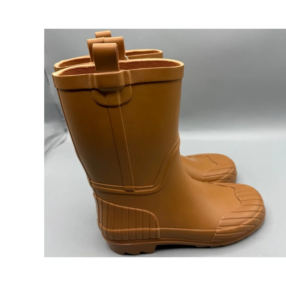 Zara Kids Rubber Rain Boots Camel Tan Waterproof Lug Sole EU 34 2002/631/102